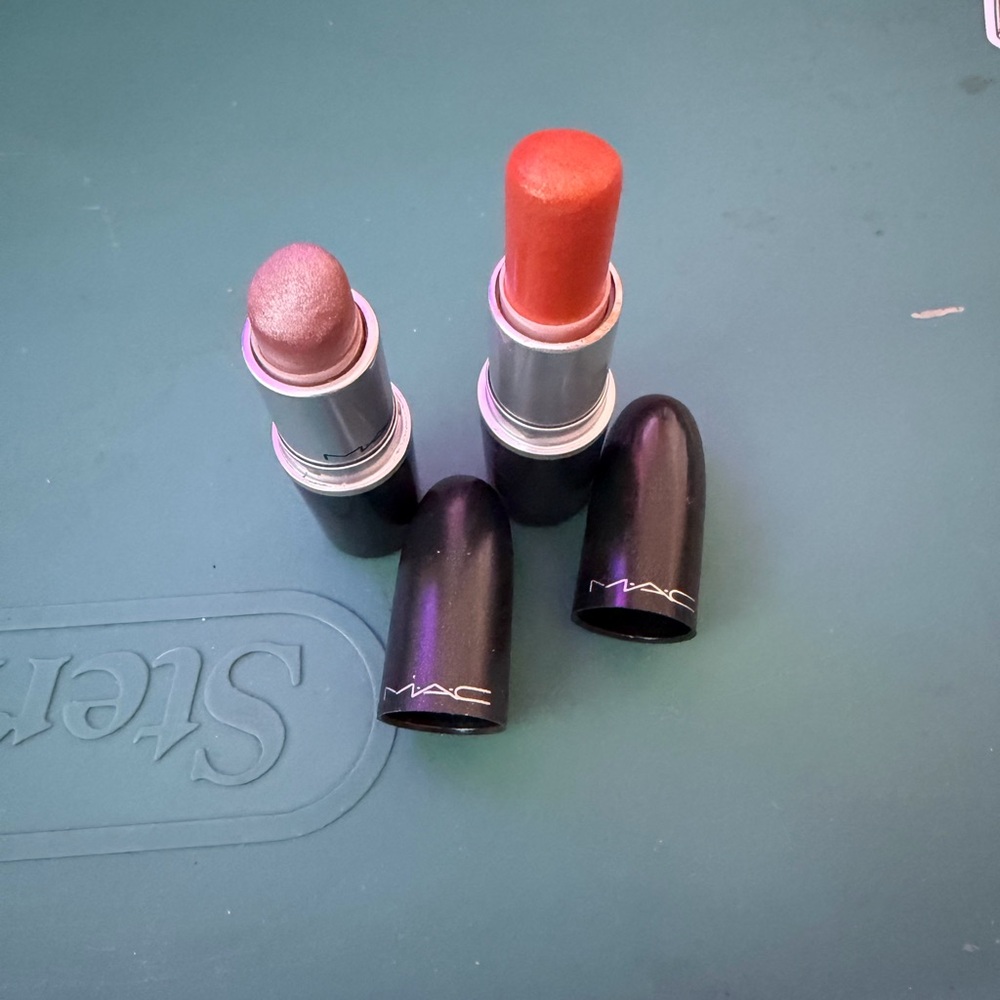 MAC “Show Off & Frou” Black Lipstick Duo bundle lot set shimmer orange & fosted - Picture 3 of 4